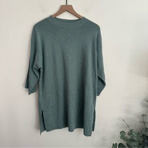 Eileen Fisher Crewneck Long Sleeve Sweater Merino Wool Green Women’s S/M EUC